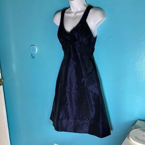 Jim Hjelm Occasions Vintage Event Dress Size 2  XS Black Taffeta with Blue Sheen